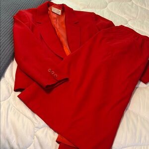 Pendleton Red Blazer Classic Lapel  Suit Jacket and matching skirt